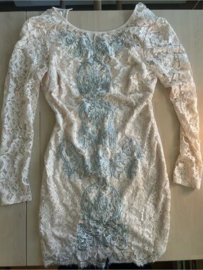 Bebe Ivory Lace Embroidered Bodycon Dress